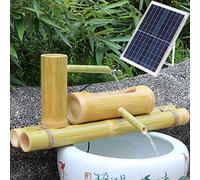 GIQKDZNUO Solar Bamboo Fountain Kit, Bamboo Water Fountain with Water, Zen Garden Water Fountain Bamboo Water Feature Rocking, Japanese Garden Decor, Diameter,55cm
