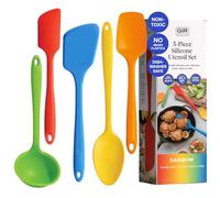 GIR 5-Piece Silicone Kitchen Utensils Set, Non-Toxic Cooking Utensils for Cooking and Baking, Heat Resistant, Food Grade, Dishwasher Safe Rubber Spatula, Ladle, Spoon - Rainbow