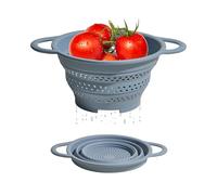 GIR Collapsible Colander for Kitchen - Space-Saving Strainer & Steamer - BPA-Free, Heat-Resistant, Dishwasher Safe Kitchen Strainer with Stainless Steel Rim - Durable Collapsible Colander - Slate