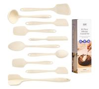 GIR: Get It Right 10-Piece Silicone Essentials Kitchen utensils set - Ladle, Spatula, Flip, Spoon & Spoonula - Non toxic cooking utensils for Nonstick Cookware, Cooking and Baking - Cream