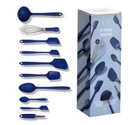 GIR: Get It Right - 10 Piece Silicone Utensil Set - Ladle, Spatulas, Flip, Spoons, Whisk, Potato Peeler & Spoonula - Heat Resistant - Dishwasher Safe - Navy Silicone Kitchen Utensils Set