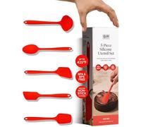 GIR: Get It Right - 5 Piece Essentials All Purpose Set - Ladle, Spatula, Flip, Spoon & Spoonula, Non-stick, Heat Resistant, Dishwasher Safe, Kitchen Utensils, Baking Supplies - Fire Red