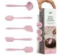 GIR: Get It Right - 5 Piece Essentials All Purpose Set - Ladle, Spatula, Flip, Spoon & Spoonula, Non-stick, Heat Resistant, Dishwasher Safe, Kitchen Utensils, Baking Supplies - Rose