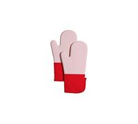 GIR: Get It Right Premium Silicone Oven Mitt - Non-Slip Heat Resistent Kitchen Pot Holder with Soft Terry Quilted Liner - Set of 2, Red