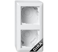 Gira 106203 Surface-Mounted Housing Double with Cover Frame Standard 55 Pure White Glossy | Surface-Mounted Installation | Compatible System 55 Inserts | Shatterproof Thermoplastic |