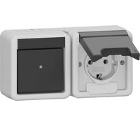 Gira 417730 Horizontal Switch Socket Combo IP44 Gray - 417730