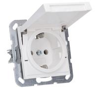 Gira 445403 Schuko Wall Socket with Hinged Lid, System 55 Pure White Glossy