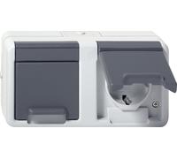 Gira Double SCHUKO Socket With Hinged Cover IP44 Grey - 478130