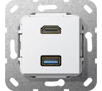 Gira HDMI USB 3.0 Type A Breakout Cable Insert Pure White - 567903