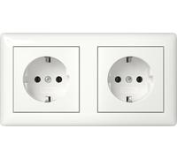 Gira System 55 Double Socket Outlet With Ground Contact - 482103