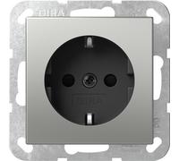 Gira System 55 Stainless Steel Safety Plus Socket Outlet - 4453600
