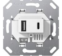 Gira USB Power Supply 2-Port Type A/C Wall Socket White - 234900