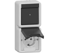 Gira Vertical Switch Socket Combo IP44 Grey - 417630