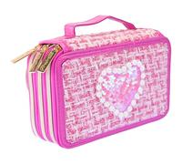 Girabrilla Tweed Pencil Case 3 Compartments Magenta, Colour, 19087