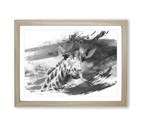 Giraffe 2 V1 Modern Framed Wall Art Print, Ready to Hang Picture for Living Room Bedroom Home Office Décor, Oak A3 (46 x 34 cm)