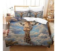 Giraffe 3D Printed Duvet Covers Bedding with Pillowcase 3 Pcs Hidden Zipper Quilt Covers for Teens And Adults Room Decor Comforter Cover Super King（260x220cm）