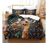 Giraffe 3D Printed Duvet Covers Bedding with Pillowcase 3 Pieces Hidden Zipper Quilt Covers for Childrens And Adults Room Decor Comforter Cover Single（140x200cm）