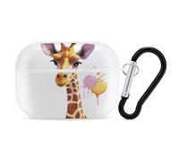 Giraffe AirPods Pro Case Cover with Keychain Ring PC Hard Shell Protective Case for AirPods Pro 2nd for Women Men Generation Easy Open Full Drop Protection Cover White-Style