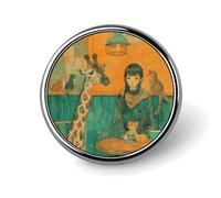 Giraffe And Cat Lapel Pin Durable Metal Round Brooch Pins Lightweight & Elegant Badge for Shirts, Jackets, Backpack & Gifts