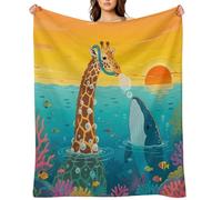Giraffe and Shark Flannel Throw Blanket Super Soft Lightweight Throw Blanket Fuzzy Comfy Flannel Blankets Warm Plush Throw Blankets for Couch Sofa Bed 30"x40"