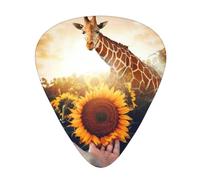 Giraffe And Sunflower 12 Pcs Guitar Picks, 0.46mm/0.71mm/0.96mm Thickness, Guitar Plectrum With Storage Case For Acoustic-Electric Guitar Ukulele Bass