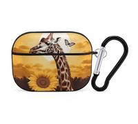 Giraffe and Sunflower AirPods Pro Case Cover with Keychain Ring PC Hard Shell Protective Case for AirPods Pro 2nd for Women Men Generation Easy Open Full Drop Protection Cover Black-Style