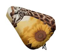 Giraffe And Sunflower Bike Seat Cover for Men Women Water Repellent Exercise Bike Seat Cushion Adjustable Bicycle Seat for Outdoor Biking