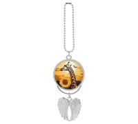 Giraffe and Sunflower Car Hanging Ornament Rear View Mirror Pendant Lucky Presents Hanging Ornament Funny Car Pendant for Office Auto Home Decoration Silver-Style
