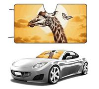 Giraffe and Sunflower Car Windshield Sun Shade Keep Car Interior Cool 55"x30" Folding Front Window Sun Shade, Heat Shield for SUV, Truck, Blocks UV