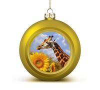 Giraffe and Sunflower Christmas Balls Ornaments 2PCS Christmas Tree Hanging Ball Personalization Golden-Style Xmas Trees Ball Pendant for Holiday Party Decoration Supplies