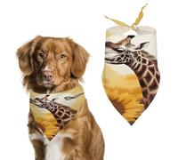 Giraffe and Sunflower Dog Bandanas Cute Soft Cotton Puppy Scarves Washable Daily Summer Durable Triangle Reversible Bibs Suitable for Small Medium Large Dogs and Cats