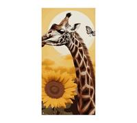 Giraffe and Sunflower Door Cover Spring Summer Hanging Flag Porch Sign Outdoor Seasonal Holiday Yard Decor for Front Door and Porch