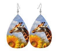 giraffe and sunflower earrings for women teardrop leather earrings double sided lightweight dangle earrings for women ear accessories fashion jewelry birthday gift