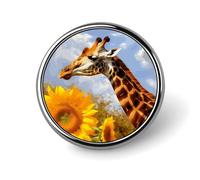 Giraffe And Sunflower Round Badge Cute Brooch Hats Jackets Decor Personalized Lapel Pin Clothing Jewelry Accessories for Wedding Party Gift