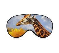 Giraffe and Sunflower Sleep Mask for Women Men Side Sleeper Eye Cover with Adjustable Strap Soft Breathable Blackout Mask Slip-Free Deep Sleeping Travel Essentials