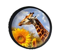 Giraffe and Sunflower Spare Tire Cover PVC Leather Spare Wheel Cover Dustproof Waterproof Jeep Tire Cover for 28inch Camper, RV Trailer, Truck, SUV Fit Diameter 28-34 Inch