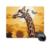 Giraffe and Sunflower Square Mouse Pad Portable Computer Mousepad with Non-Slip Rubber Base 18 * 22cm Ultra-Thin Gaming Mouse Mat for Computer Laptop Office Desk Accessories