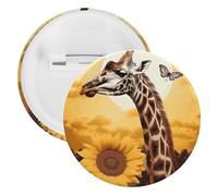Giraffe And Sunflower Tinplate Badge Personalized Round Brooch Large Craft Button Suitable for Teachers, Nurses, Doctors, Staff, Party Gift Accessories, style, 1PCS