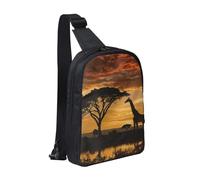 Giraffe and Trees at Dusk in Africa Printed Chest Bag Sling Bag for Men Women, Waterproof Crossbody Backpack Men Bag for Runner Workout Hiking Cycling Travel