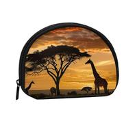 Giraffe and Trees at Dusk in Africa Printed Coin Purse for Women Cute Small Change Wallet Mini Coin Purses Pouch with Zipper