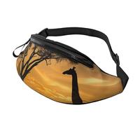 Giraffe and Trees at Dusk in Africa Printed Personalized Waist Bag, Lightweight and Versatile Crossbody Bag for Everyday and Outdoor Adventures