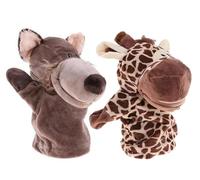 Giraffe and Wolf Hand Puppets for Children with Movable Mouth, Soft Plush Material, for Children, Promotes Creativity and Communication