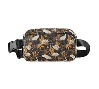 Giraffe Animal Cute Cartoon Yellow Rose Large Capacity Waist Bag Fanny Pack with Adjustable Strap for Shopping Sports, Floral Motives and Cranes Cartoon, One Size