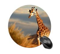 Giraffe Animals of Africa Mouse Pad Funny Round Mousepad Anti-Slip Rubber Mouse Mat Laptop Desk Accessories 7.8 X 7.8 Inch for Office and Home Use