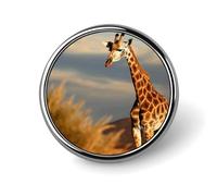 Giraffe Animals Of Africa Round Badge Personalized Lapel Brooch Lightweight Durable Tinplate Badge for Hat Clothes Backpack Pins Decor, Circular, Aluminum, aluminum alloy