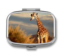 Giraffe Animals of Africa Travel Pill Organizer A Daily Pill Box for Supplements 2 Compartment Pill Case Convenient for Carrying and Storing Medicines Box