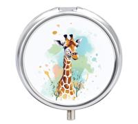 Giraffe Art Illustration Pill Box, 3 Compartment Small Pill Case Waterproof Travel Pill Organizer for Pocket Or Purse Portable Mini Medicine Tablet Vitamin Holder Pill Case