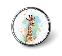 Giraffe Art Illustration Round Badge Personalized Round Badge Pin Button Parts Fashion Metal Buttons Exquisite Lapel Pin Classic Pins Holders Buttons for Bag Shirts Clothes Brooch