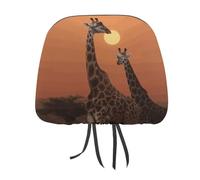 Giraffe at Sunset 1 PCS Car Headrest Cover Universal Headrest Covers Soft Breathable Car Head Rest Covers Set Elastic Head Rest Protector Auto Seat Cover Vehicle Accessories for Cars, Truck, Suv, Van