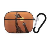 Giraffe at Sunset AirPods Pro 2 Case Cover, Shockproof Hard Shell Protective Case for Women Men, Compatible with Airpod Pro Case 2nd/1st Generation with Keychain-Black